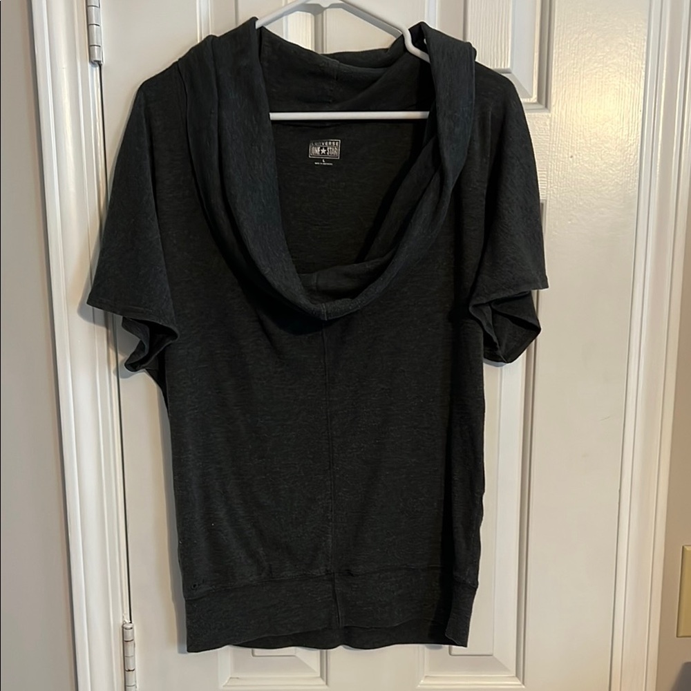 Vintage Converse Gray Cowl Neck Short Sleeve Top